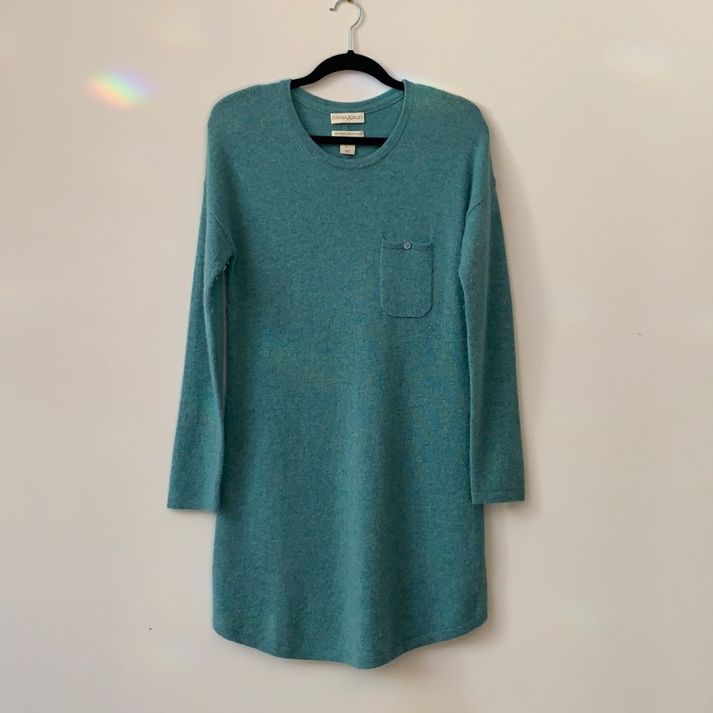 Cynthia Rowley Size L 100% 2-Ply Cashmere Crew Neck Sweater in Color Aqua